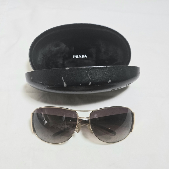 Prada SPR 75G Women\'s Sunglasses - Gold Frame with Black Lenses main image 6